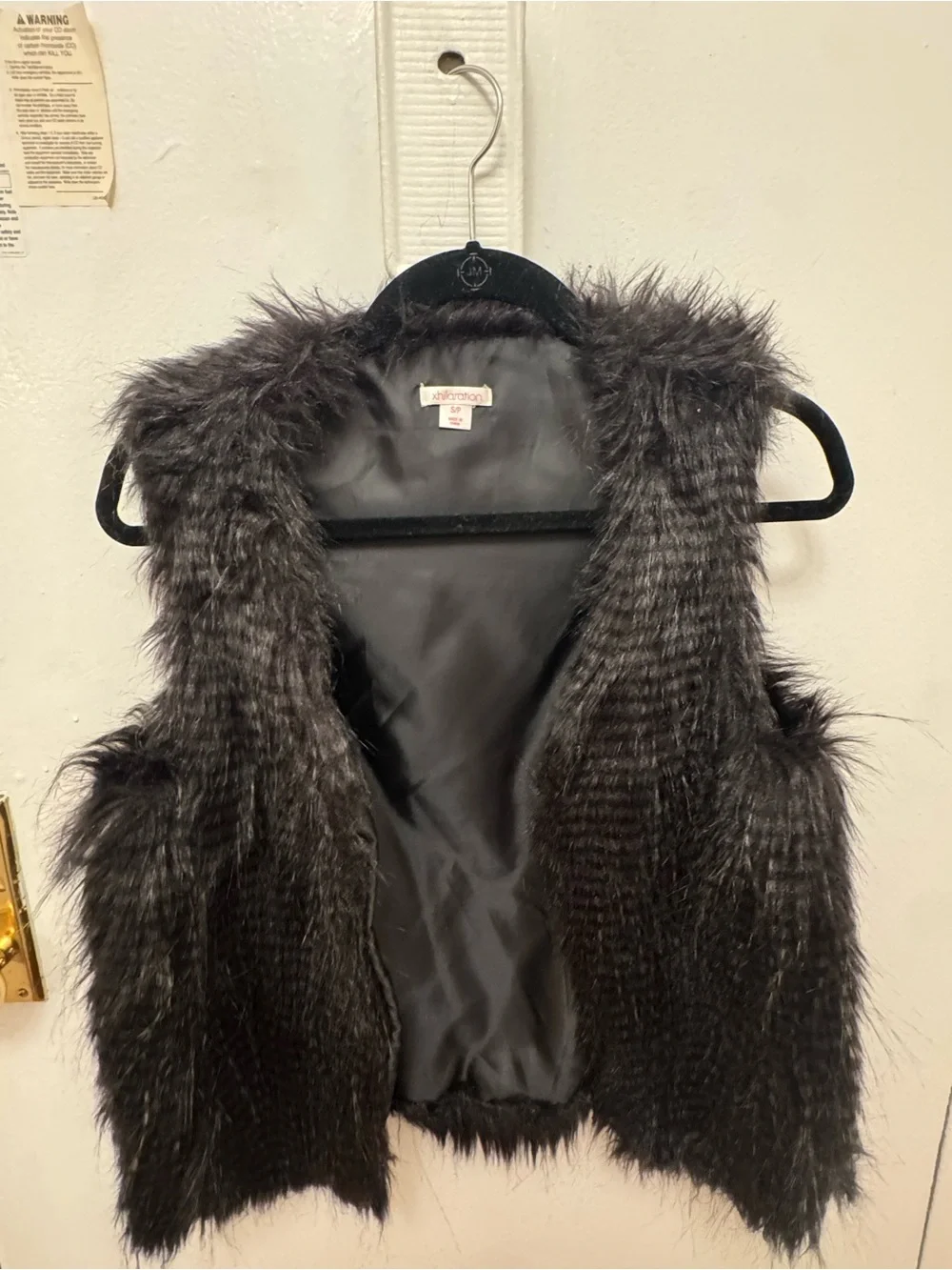 Xhilaration Charcoal Black Shaggy Faux Fur Vest